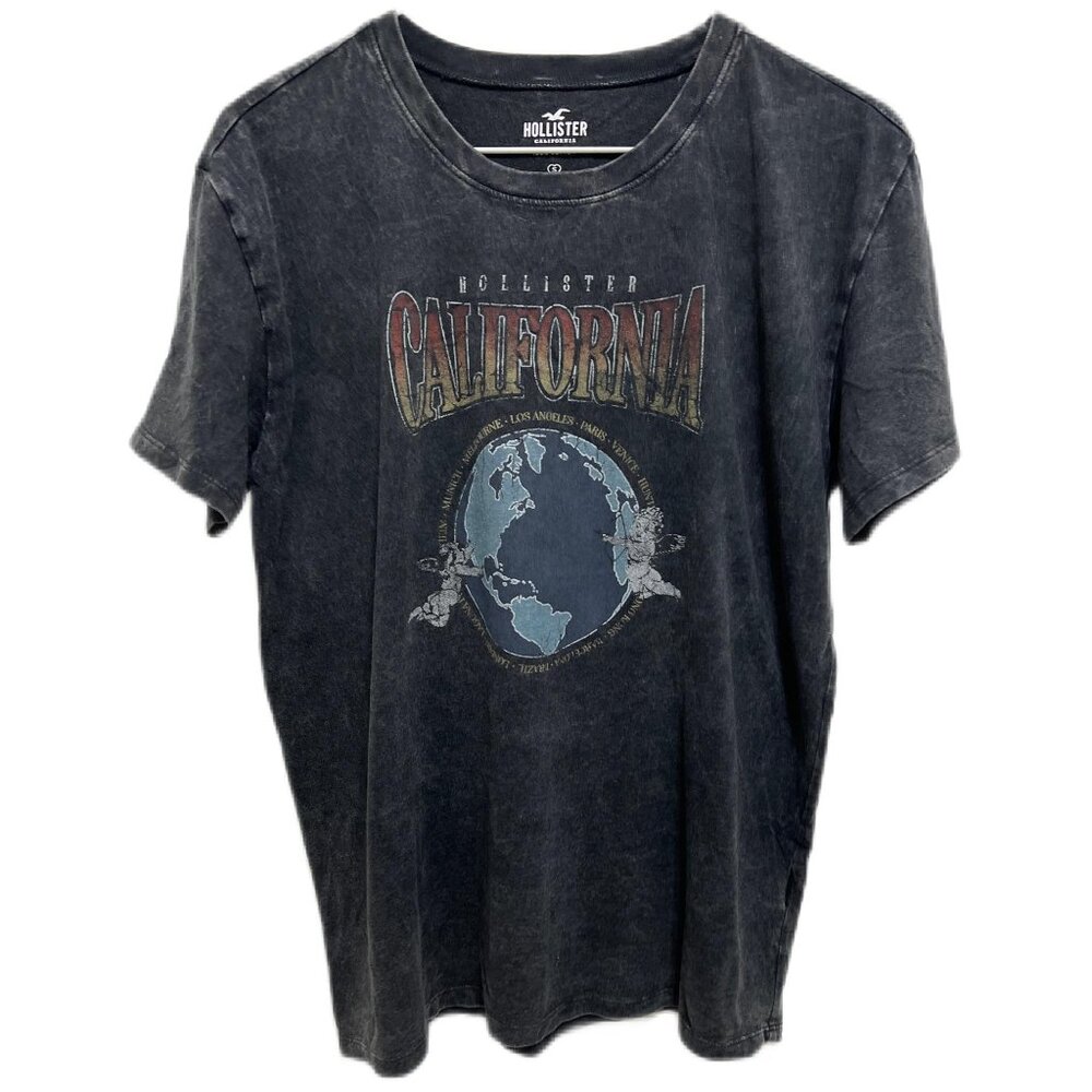 0168 Hollister California Graphic Washed Short Sleeve Tee Gray